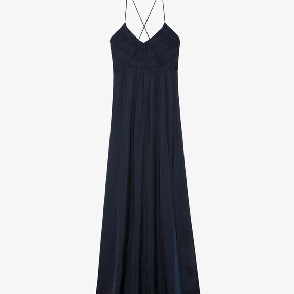 Zadig & Voltaire NWT Satin Rayon Dress size S color Encre (Deep Blue) - Picture 4 of 5